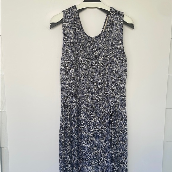 Fat Face Blue Anna Batik Midi Dress Blue White Sleeveless with Pockets 18 Short - Picture 8 of 17